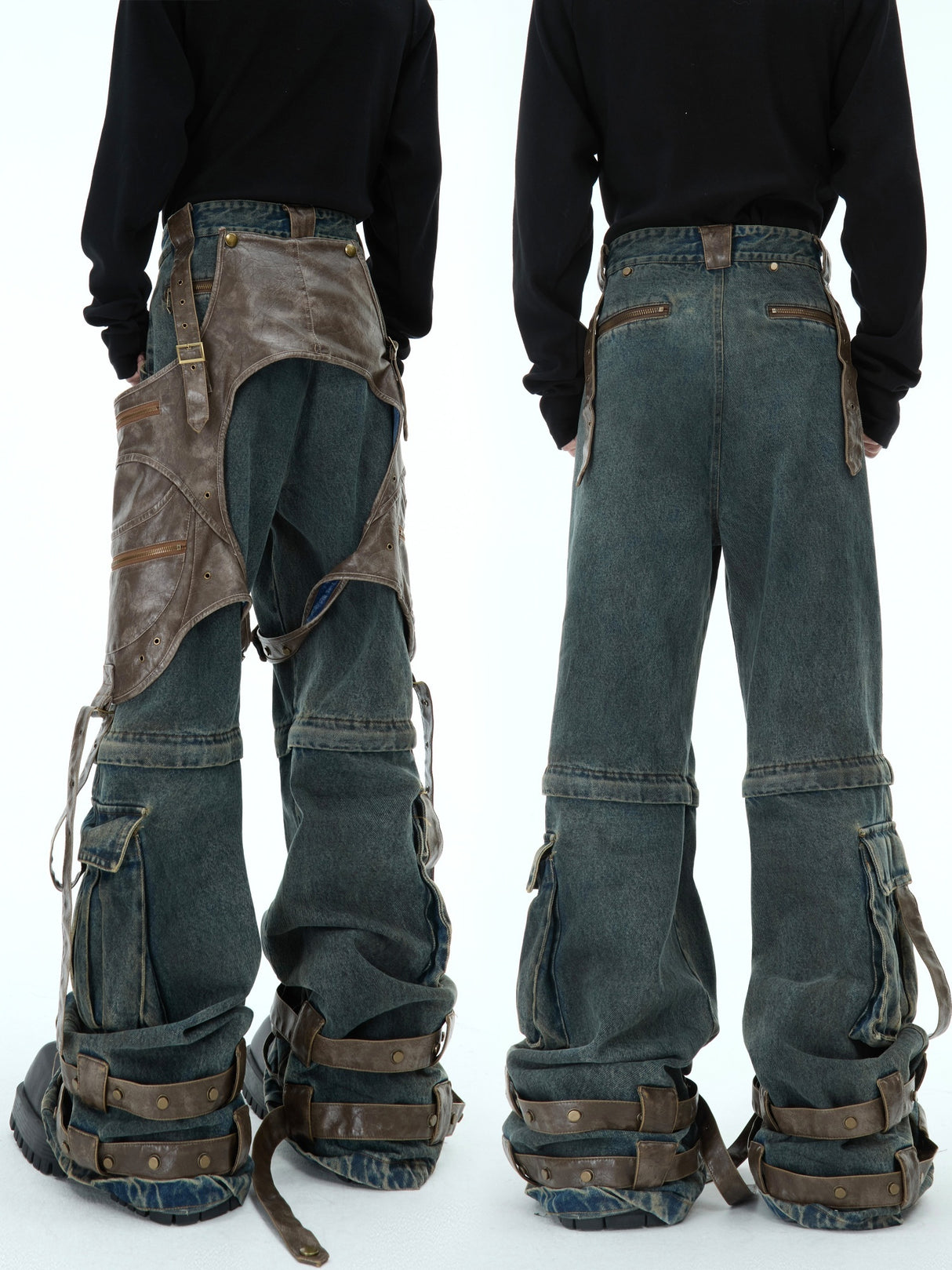 Retro Deconstructed Jeans Men's Detachable Stitching - Lootquake