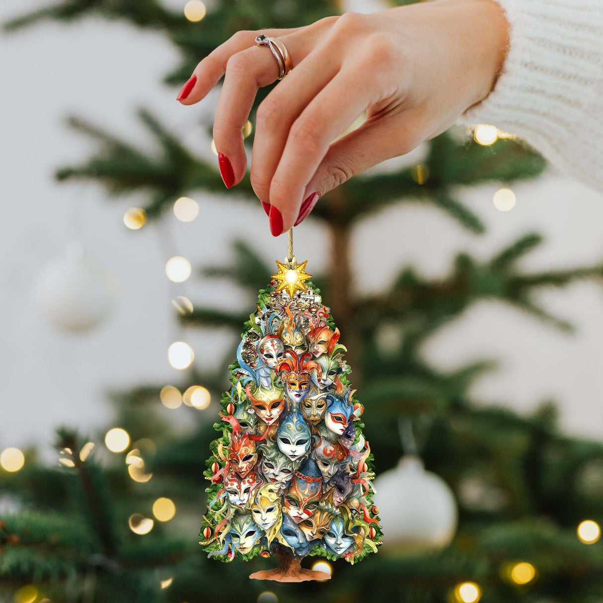 Papá Noel de todo el mundo - Papá Noel de inspiración italiana - Juego de 3 adornos de madera de G. DeBrekht - Decoración navideña de Papá Noel y muñeco de nieve - 8091307S3