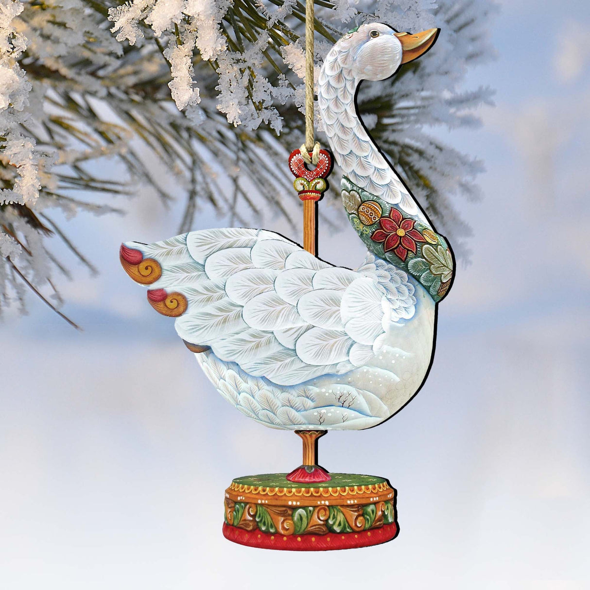 Carousel Goose Christmas Wooden Ornaments by G. DeBrekht - Carousel Holiday Decor - 8114039