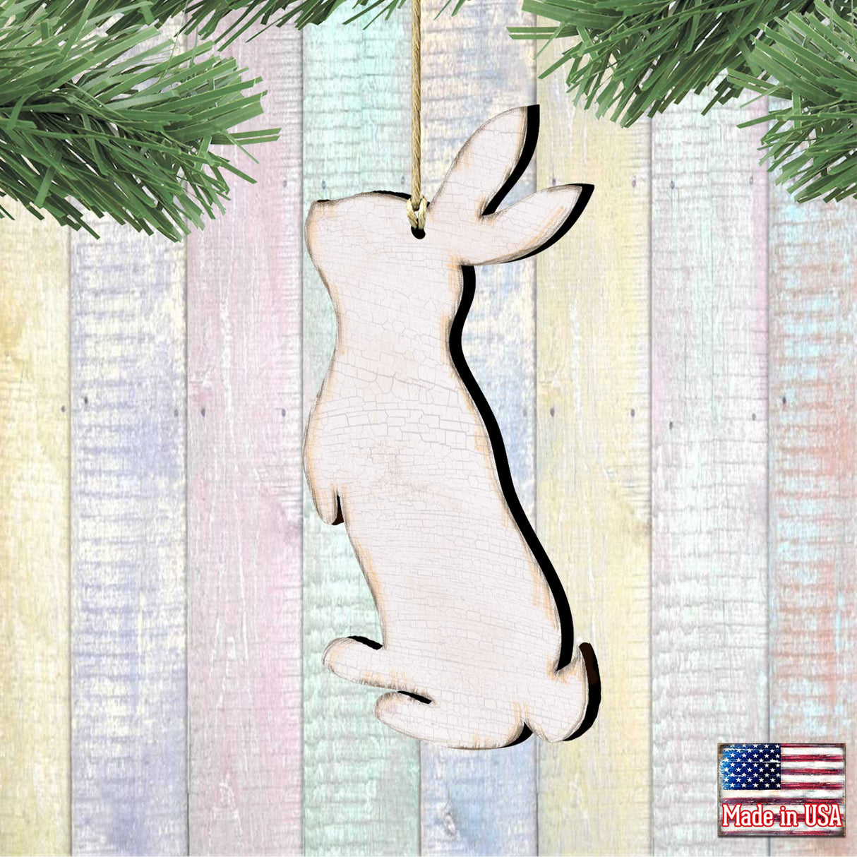 White Easter Spring Decor Bunny Wood Ornaments - Designocracy - 81991342