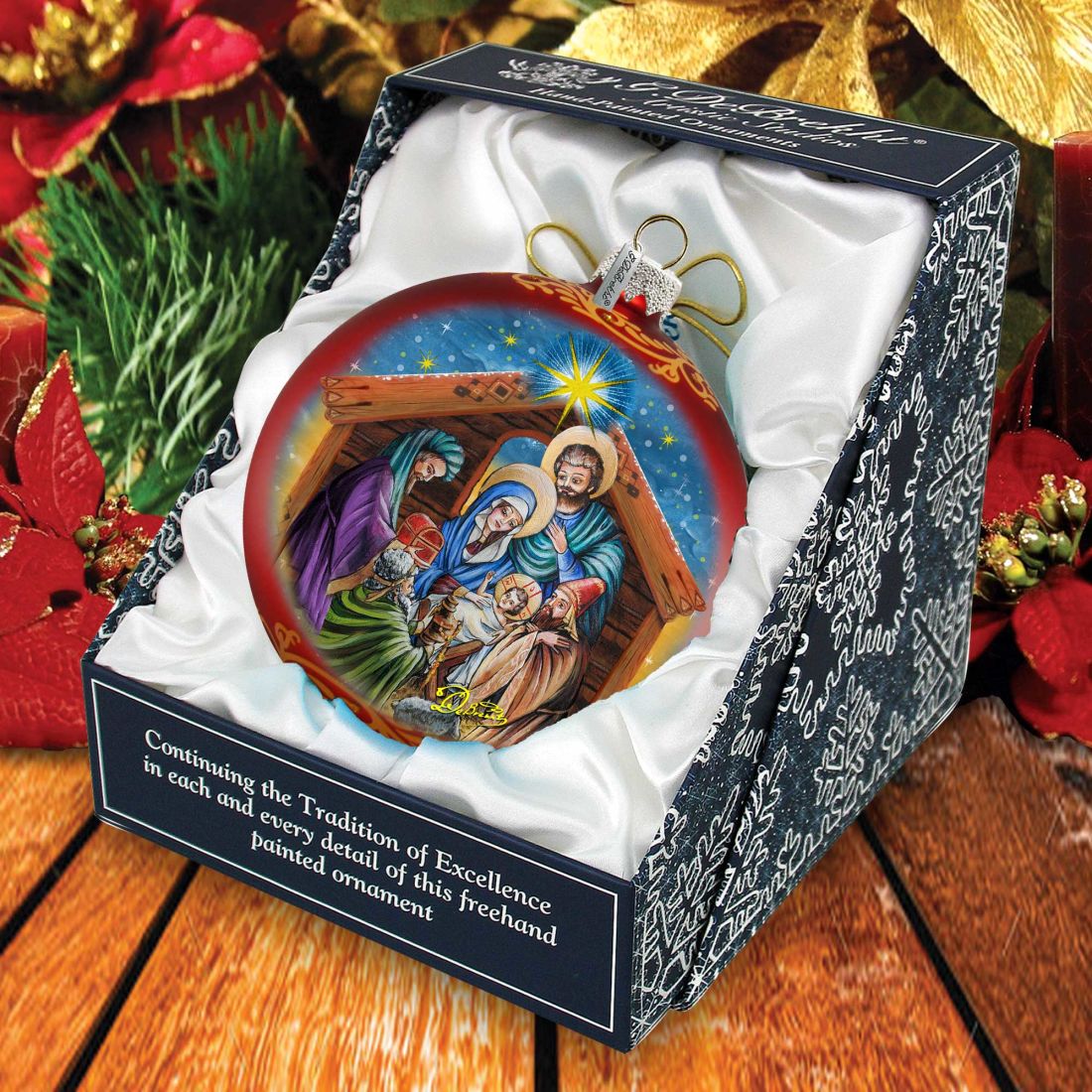 Adorno de cristal "El regalo de los Reyes Magos", edición limitada, de G. DeBrekht - Decoración navideña para la Natividad - 73905