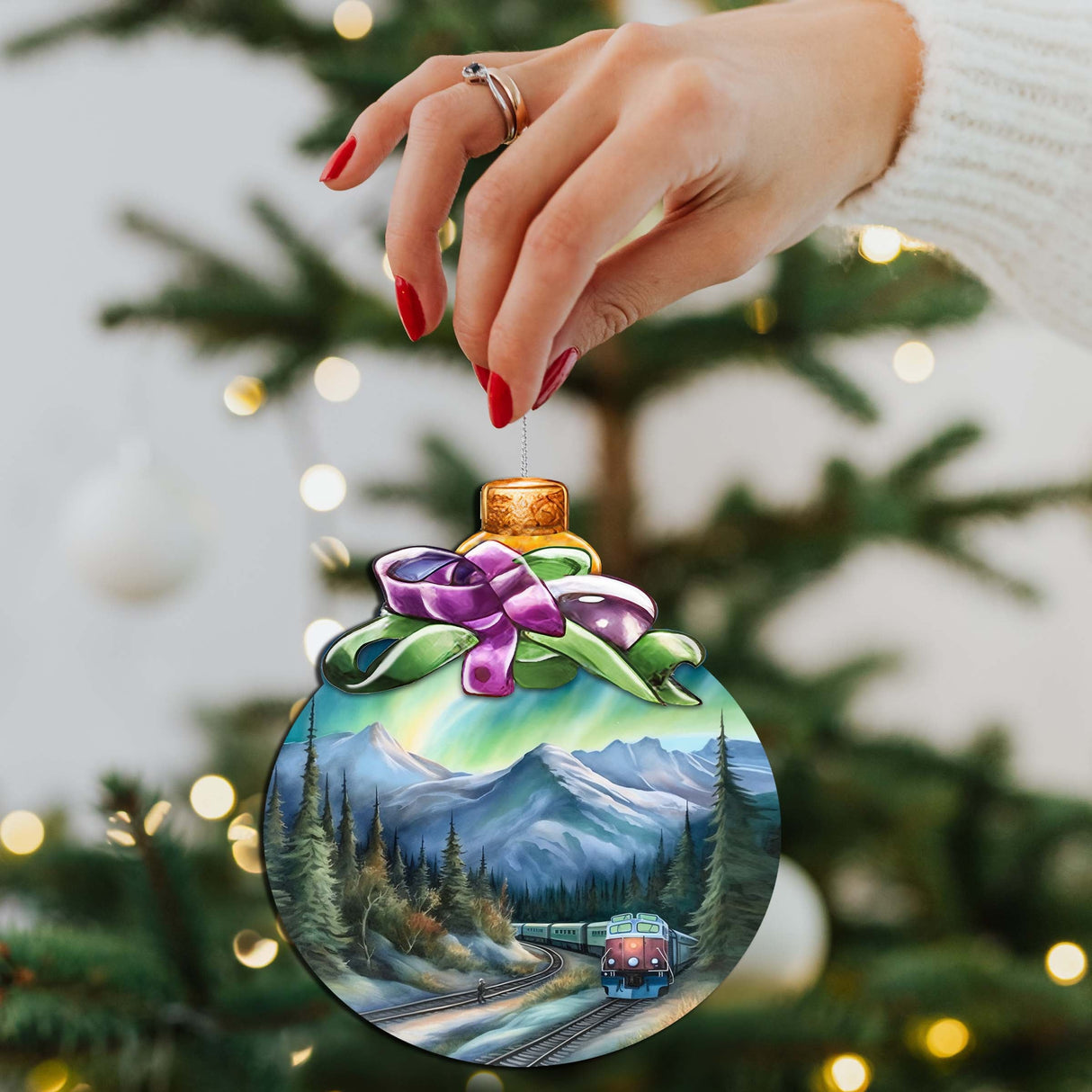 Mountain Glow Express Wooden Ornaments by G.Debrekht - Wildlife Holiday Decor - 870016