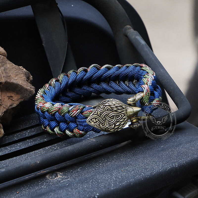 Celtic Knot Eagle Brass Braided Paracord Bracelet