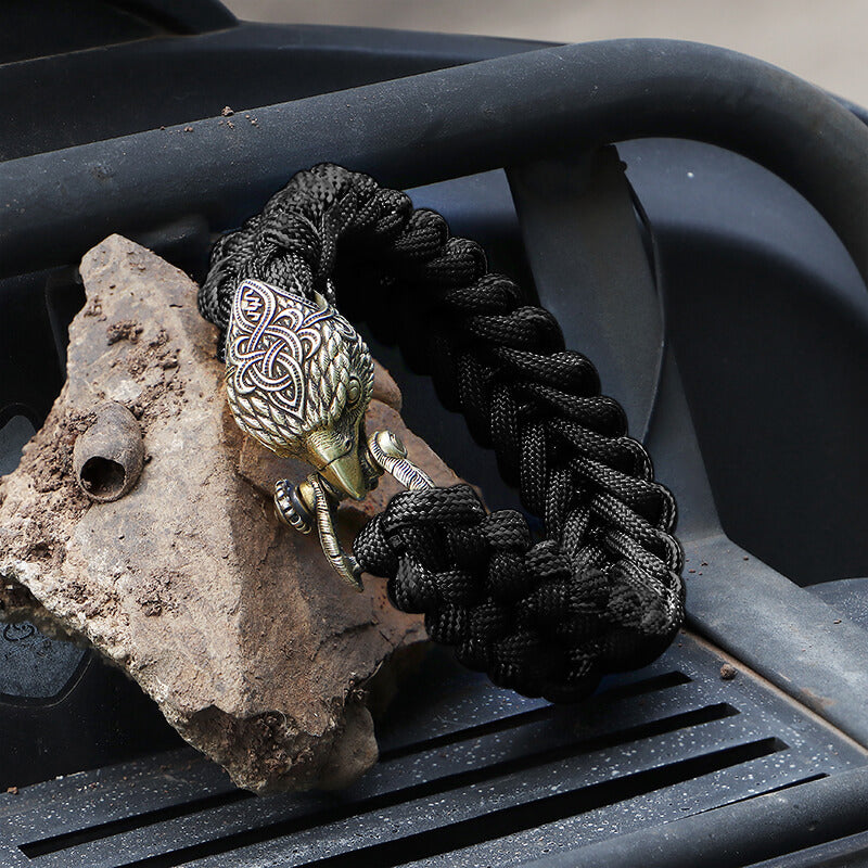 Celtic Knot Eagle Brass Braided Paracord Bracelet