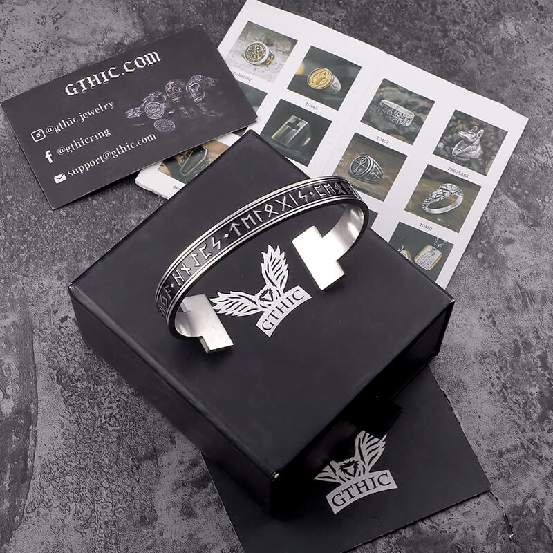 Pulsera vikinga de acero inoxidable con runas y nudos celtas