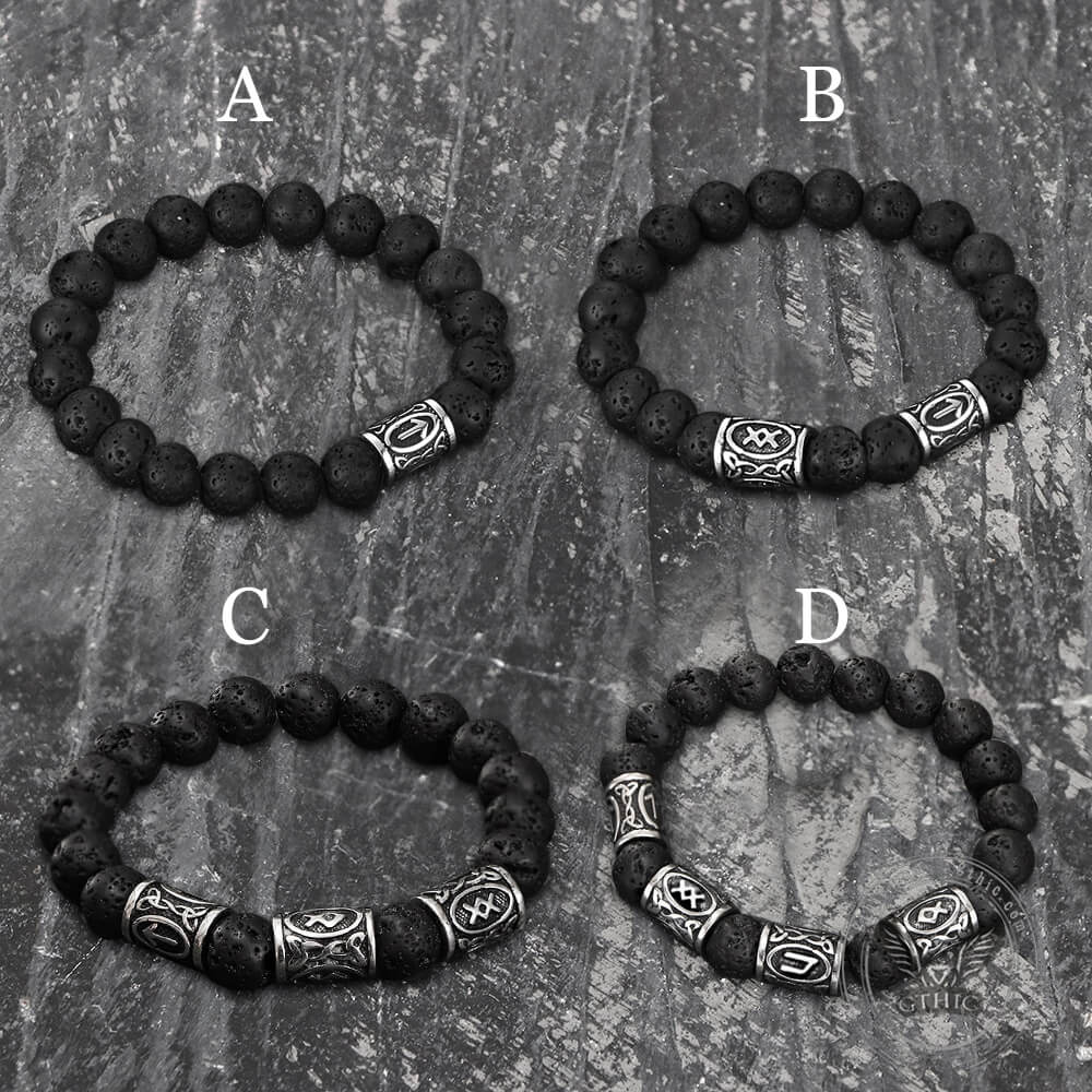 Celtic Knot Volcanic Rock Stainless Steel Bracelet