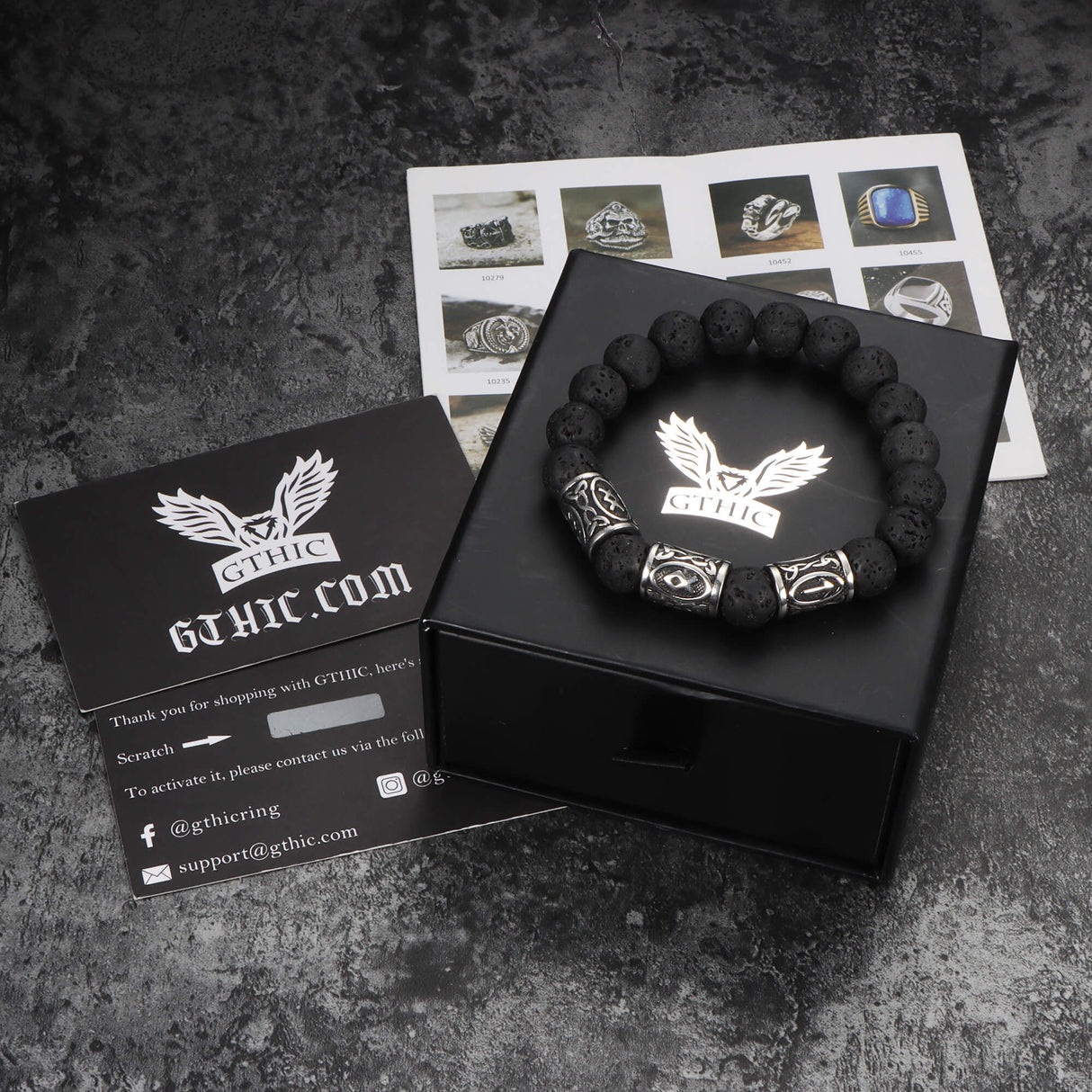 Celtic Knot Volcanic Rock Stainless Steel Bracelet