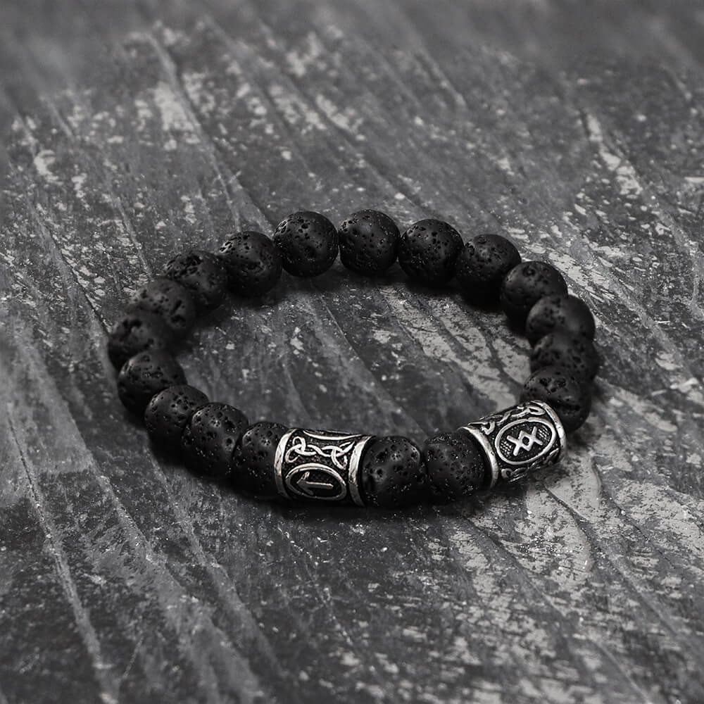 Celtic Knot Volcanic Rock Stainless Steel Bracelet