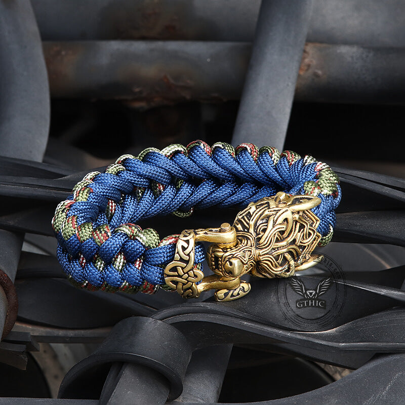 Celtic Wolf Brass Paracord Bracelet