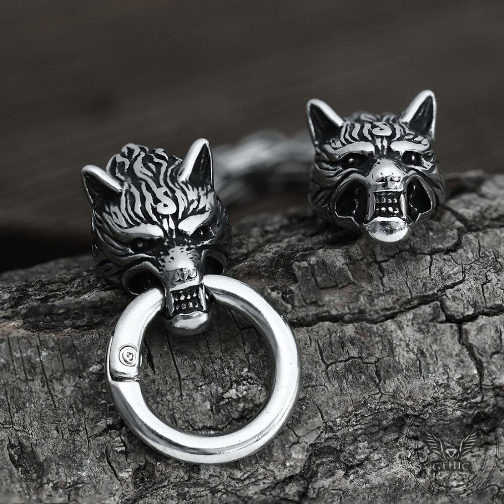 Pulsera vikinga de acero inoxidable con diseño de lobo celta