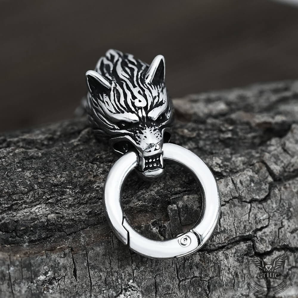 Pulsera vikinga de acero inoxidable con diseño de lobo celta