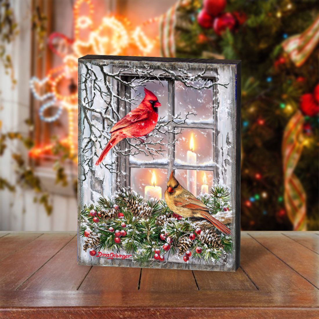 Arte mural de madera con pájaros de casa de invierno de D. Gelsinger - Decoración de vida silvestre - 95667B-DG