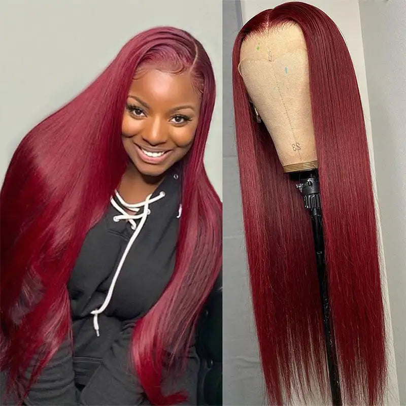 Full Headgear Long Straight Front Lace Wig Smooth Hair - Lootquake