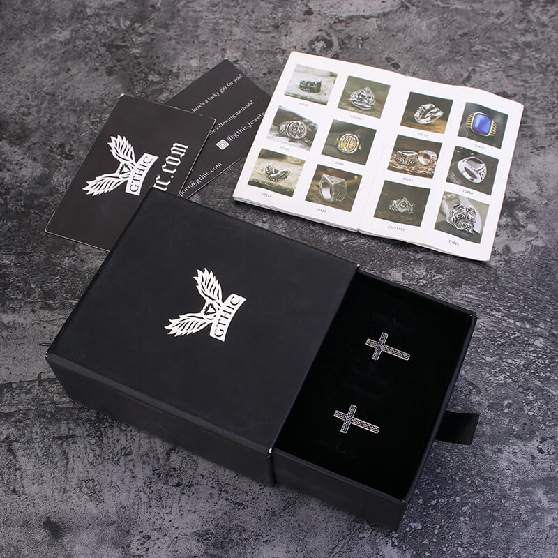 Pendiente de botón de acero inoxidable con diseño de cruz y cadena