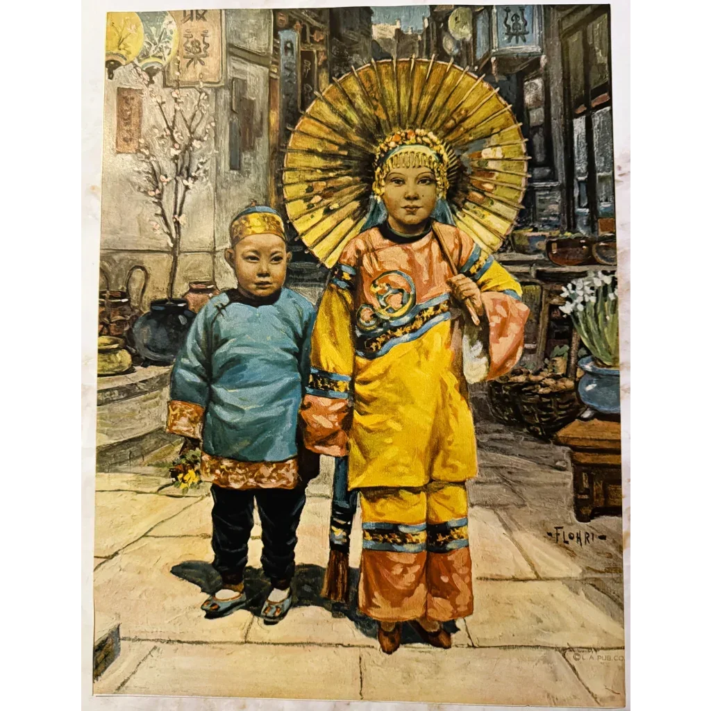 Charming Vintage Chinese Children Print Captures 1920s Nostalgia