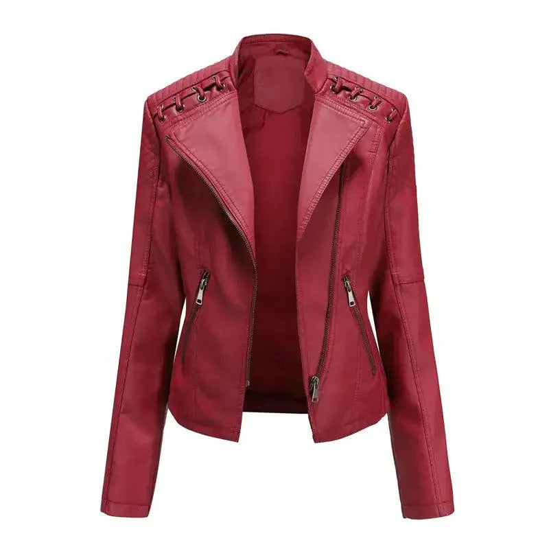 Chic Feminine Leather Coat