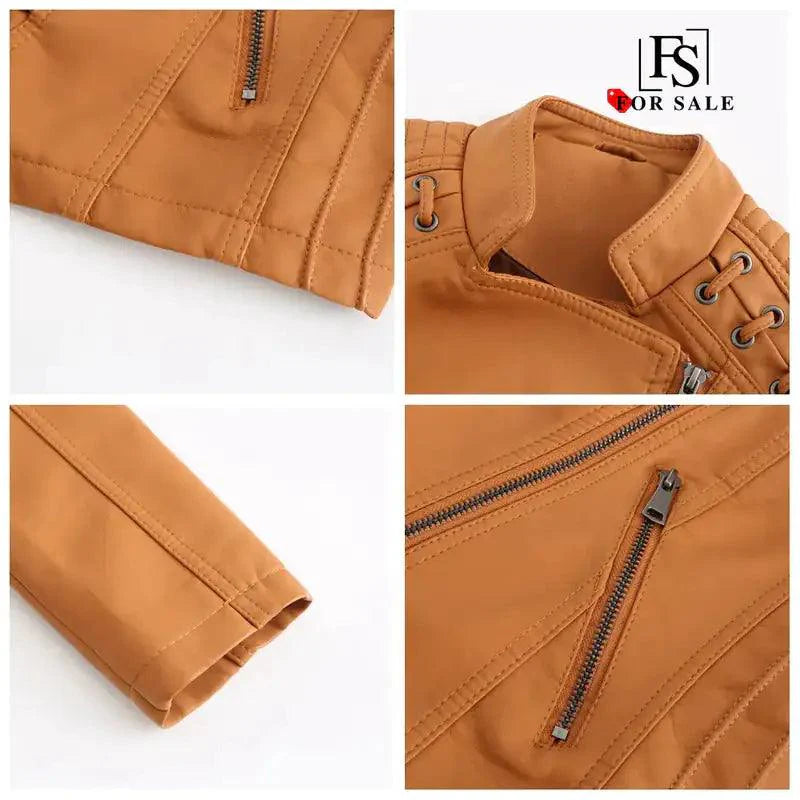 Chic Feminine Leather Coat