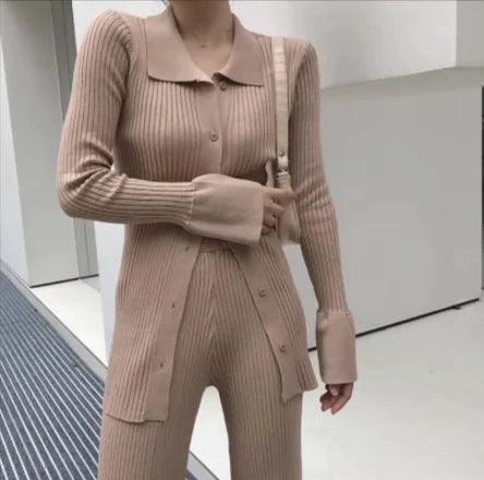 Chic Knit Collared Ensemble