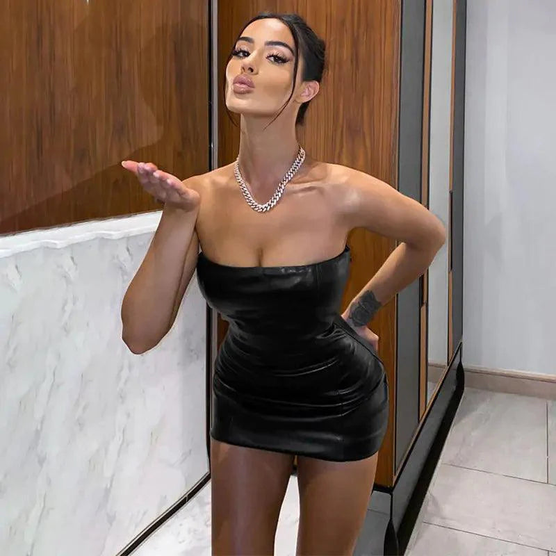 Chic Leather Mini Dress