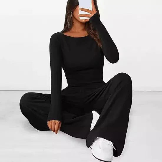 Chic Long-Sleeve Trousers Set