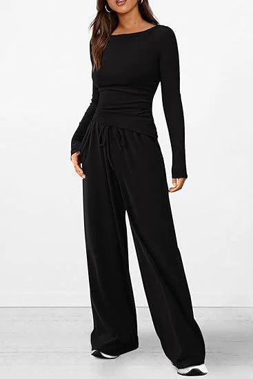 Chic Long-Sleeve Trousers Set
