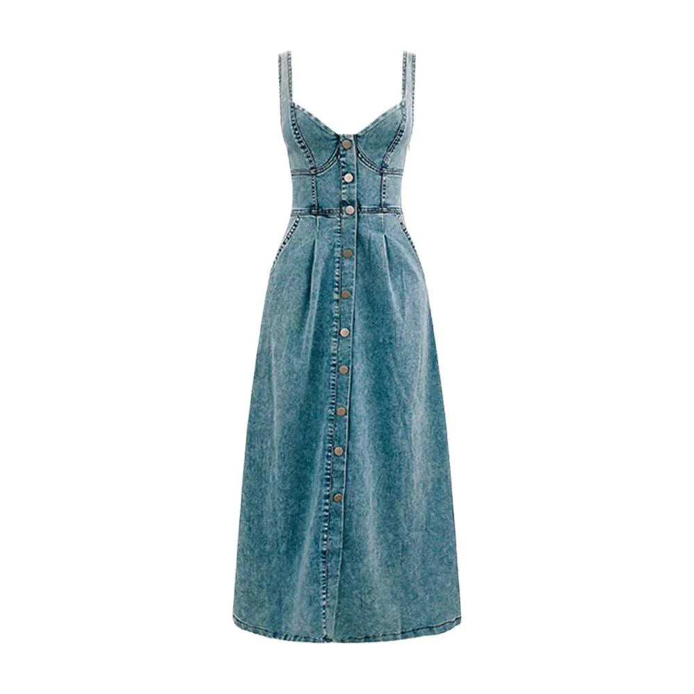 CitySleek Denim Midi Dress