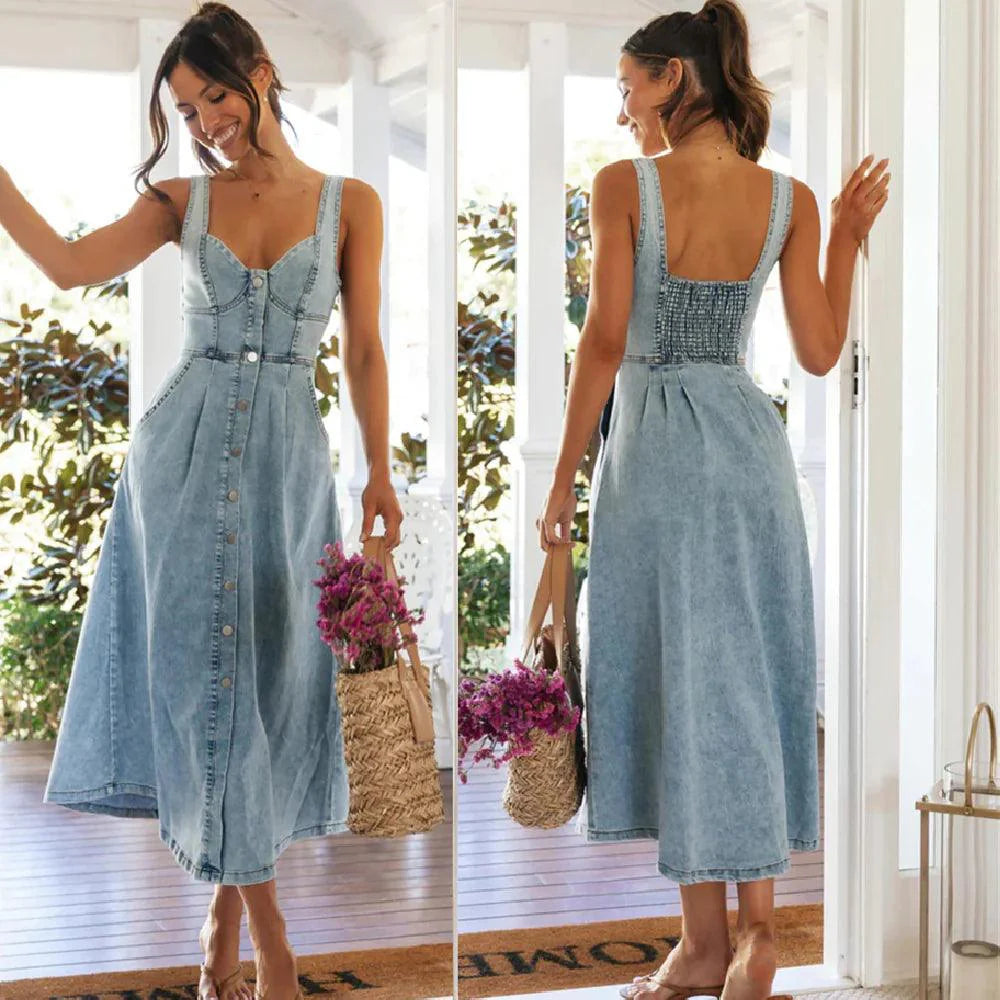 CitySleek Denim Midi Dress