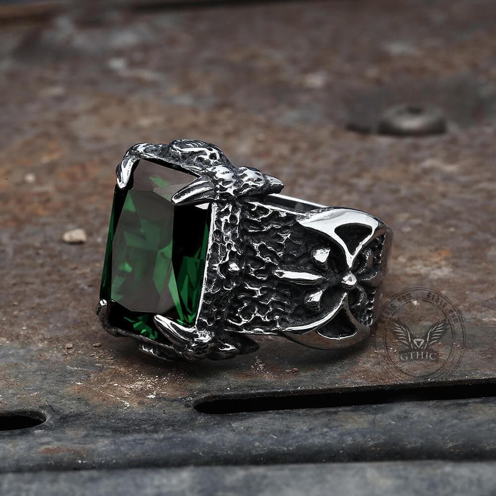 Anillo clásico de acero inoxidable con circonita cúbica