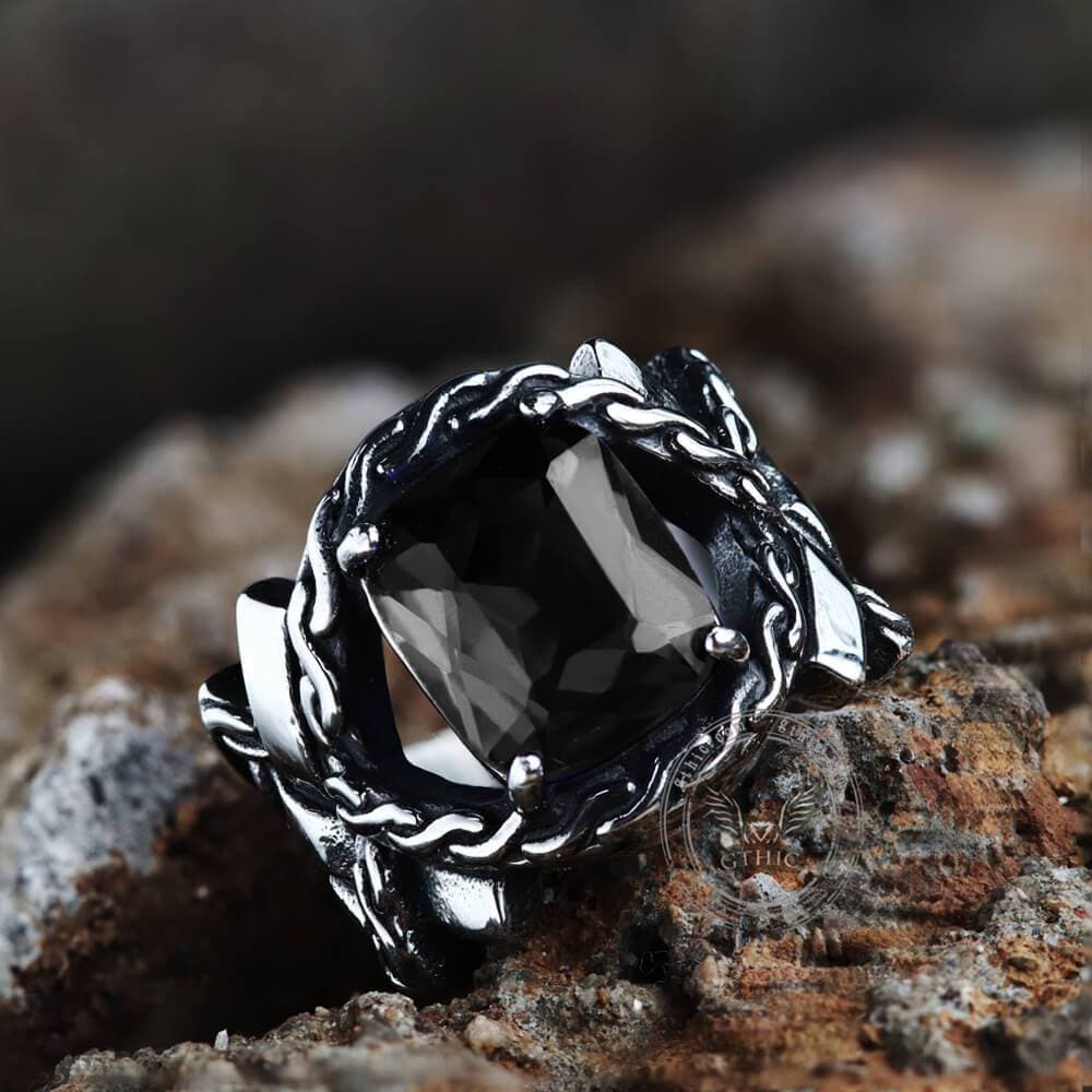 Classic Cross Knot Stainless Steel CZ Ring