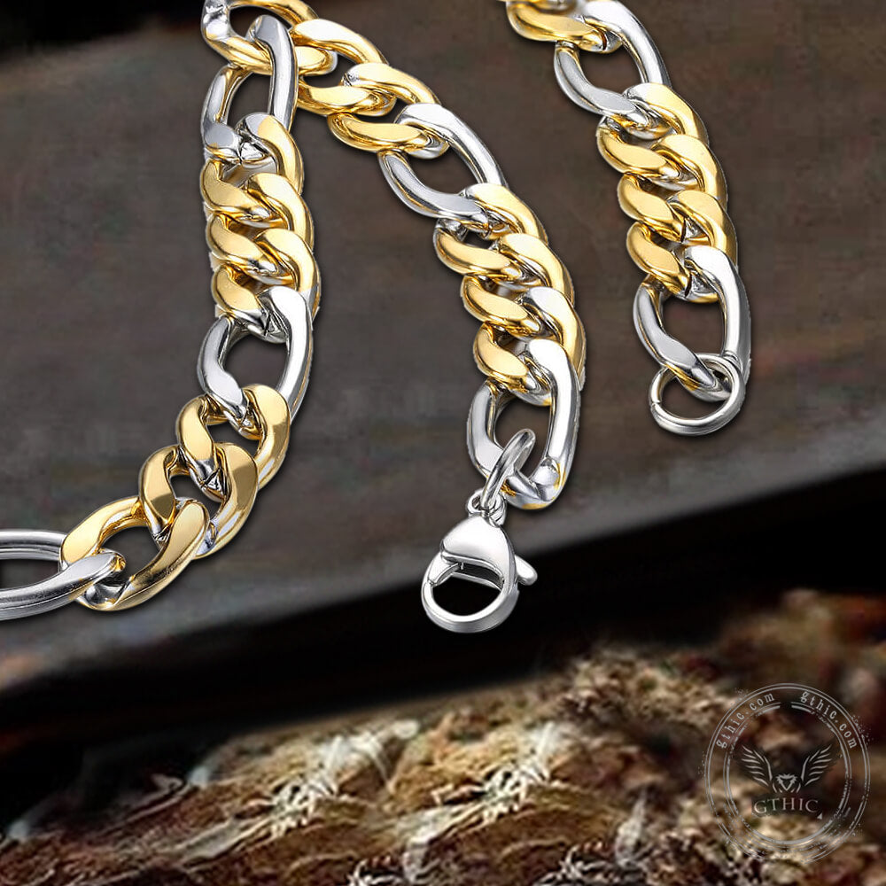 Classic Cuban Stainless Steel Figaro Chain