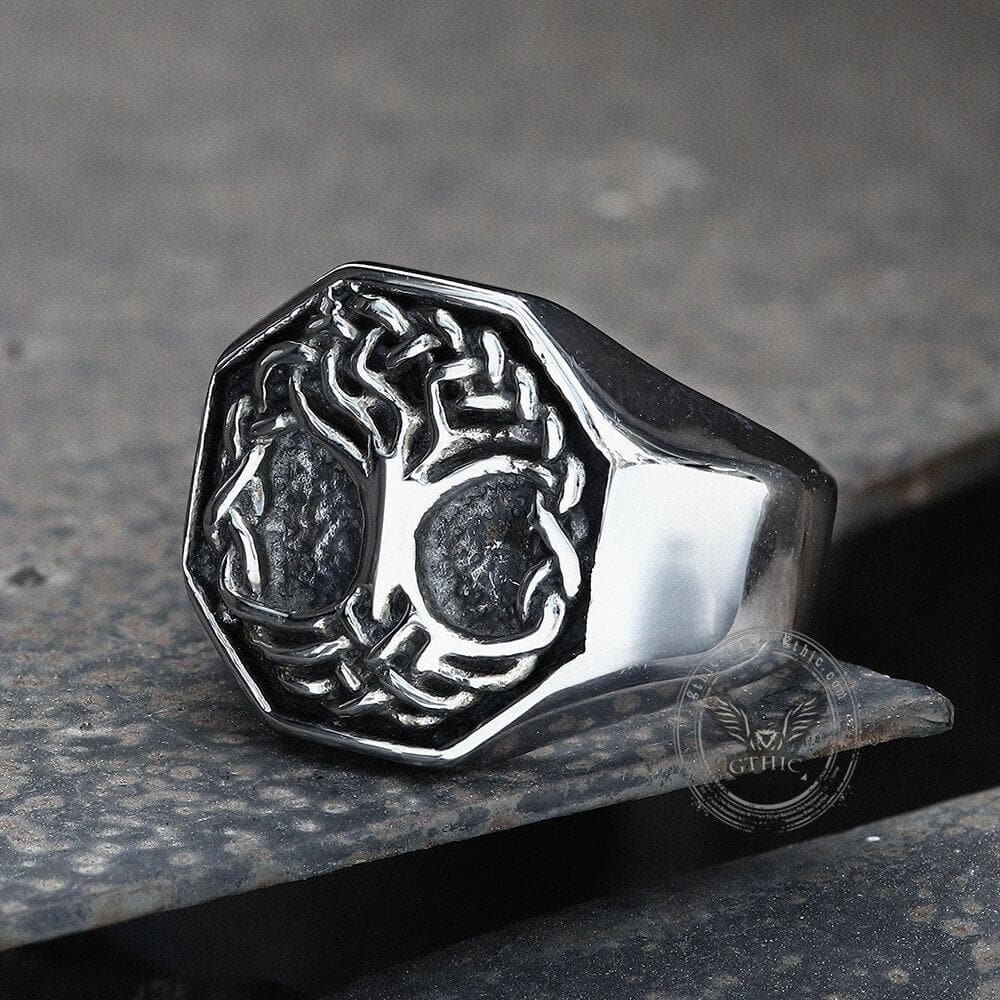 Classic Tree of Life Stainless Steel Viking Ring
