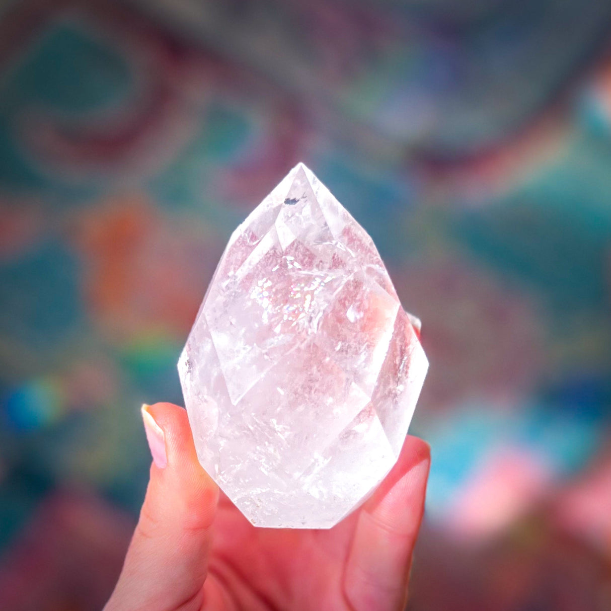 Clear Quartz Faceted Flames