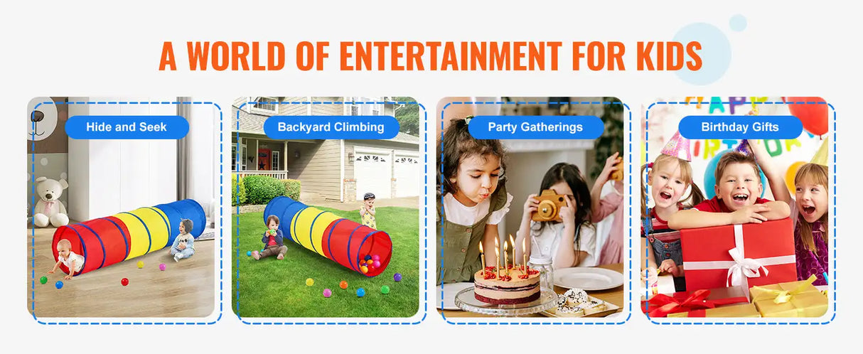 VEVOR Kids Play Tunnel Tent for Toddlers Collapsible Gift for Boy and Girl Play Tunnel Indoor and Outdoor Game Red/Yellow/Blue - Lootquake