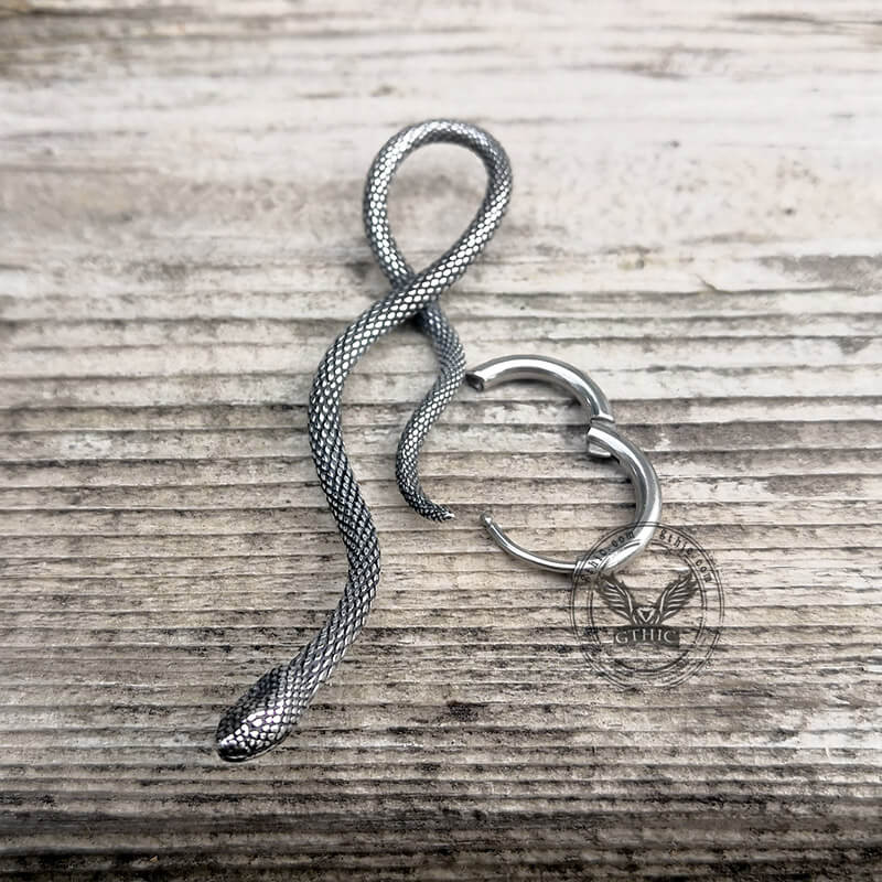 Coiled Snake Stainless Steel Animal Earrings