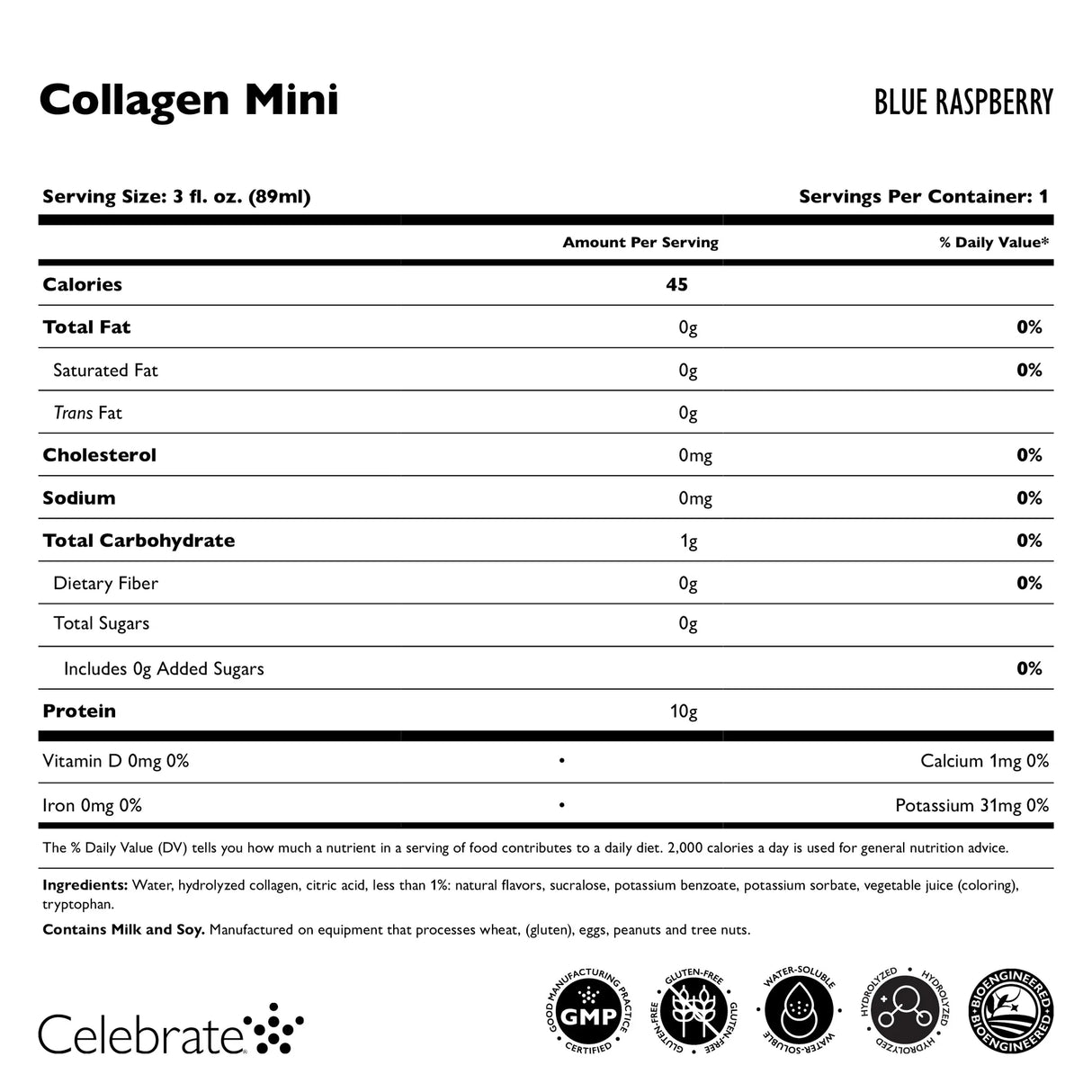 Mini shots de proteína de colágeno de 10 g - Celebra