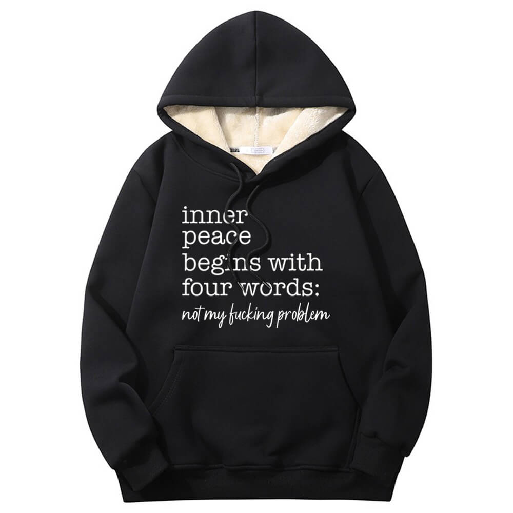 Sudadera con capucha multicolor con forro polar sherpa y cálida "Inner Peace Begins"