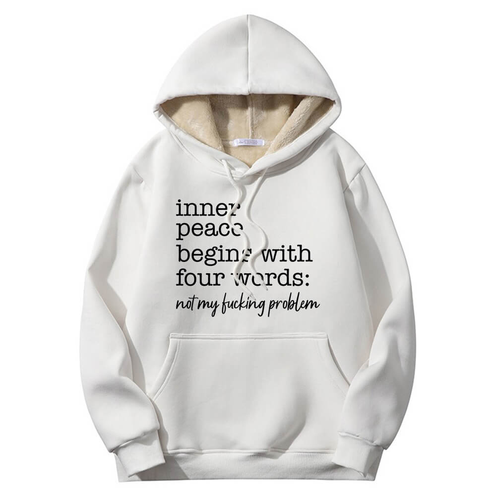 Sudadera con capucha multicolor con forro polar sherpa y cálida "Inner Peace Begins"