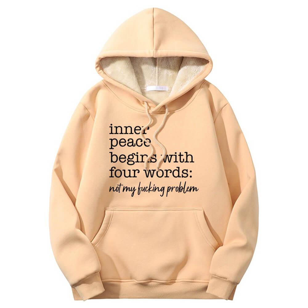 Sudadera con capucha multicolor con forro polar sherpa y cálida "Inner Peace Begins"
