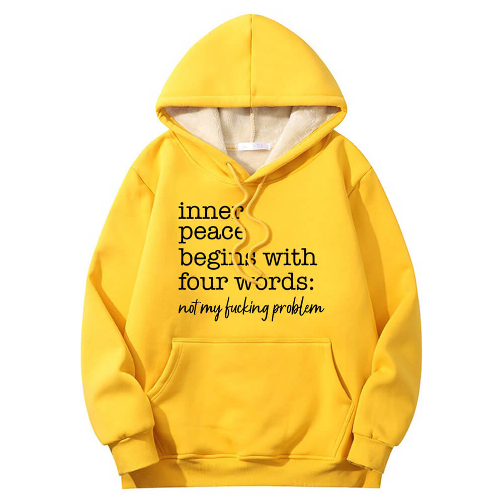 Sudadera con capucha multicolor con forro polar sherpa y cálida "Inner Peace Begins"
