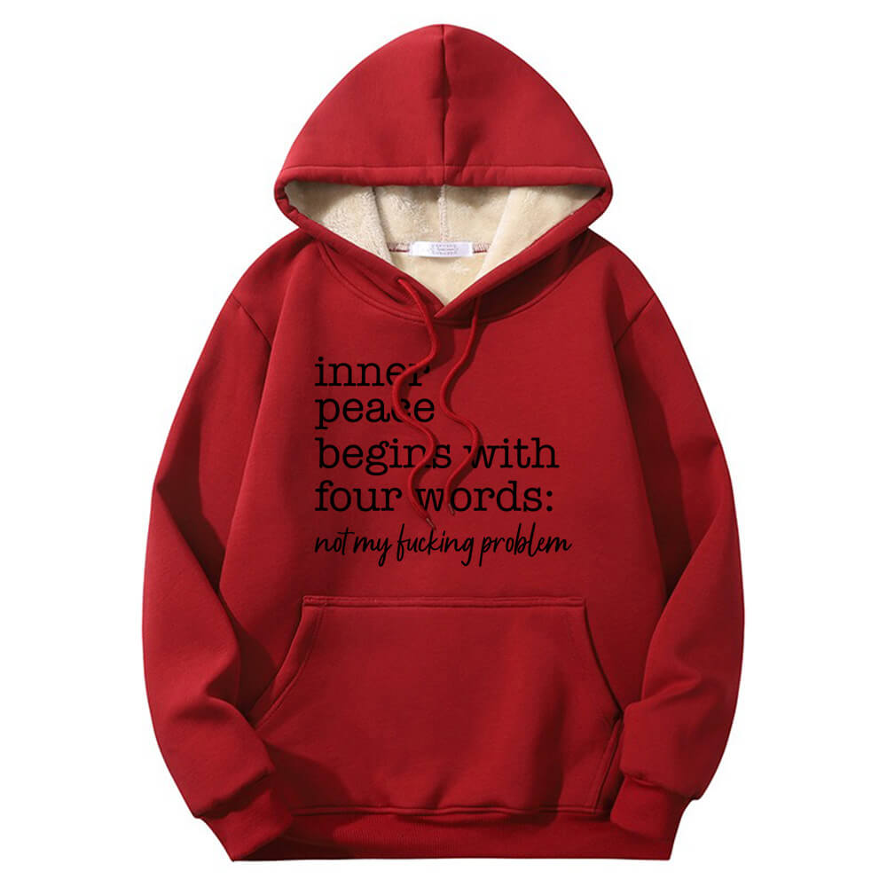 Sudadera con capucha multicolor con forro polar sherpa y cálida "Inner Peace Begins"