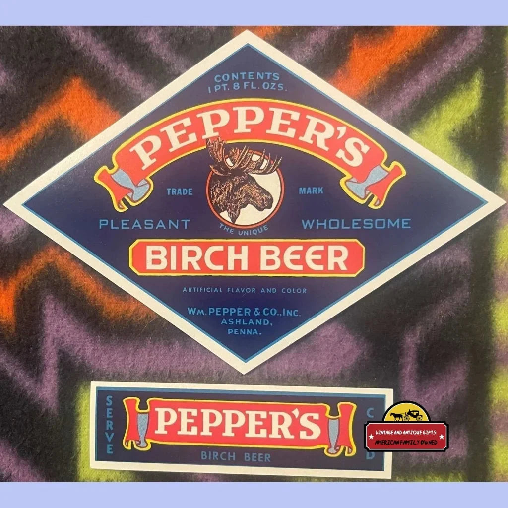 Rare 1940s Antique Birch Beer Labels from Ashland PA