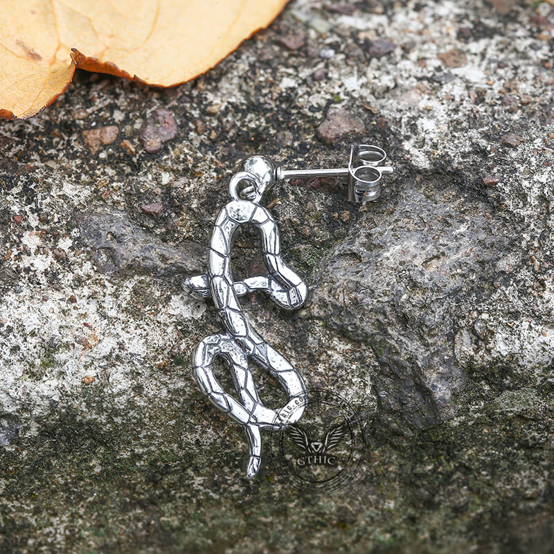 Crawling Snake Stainless Steel Animal Stud Earrings