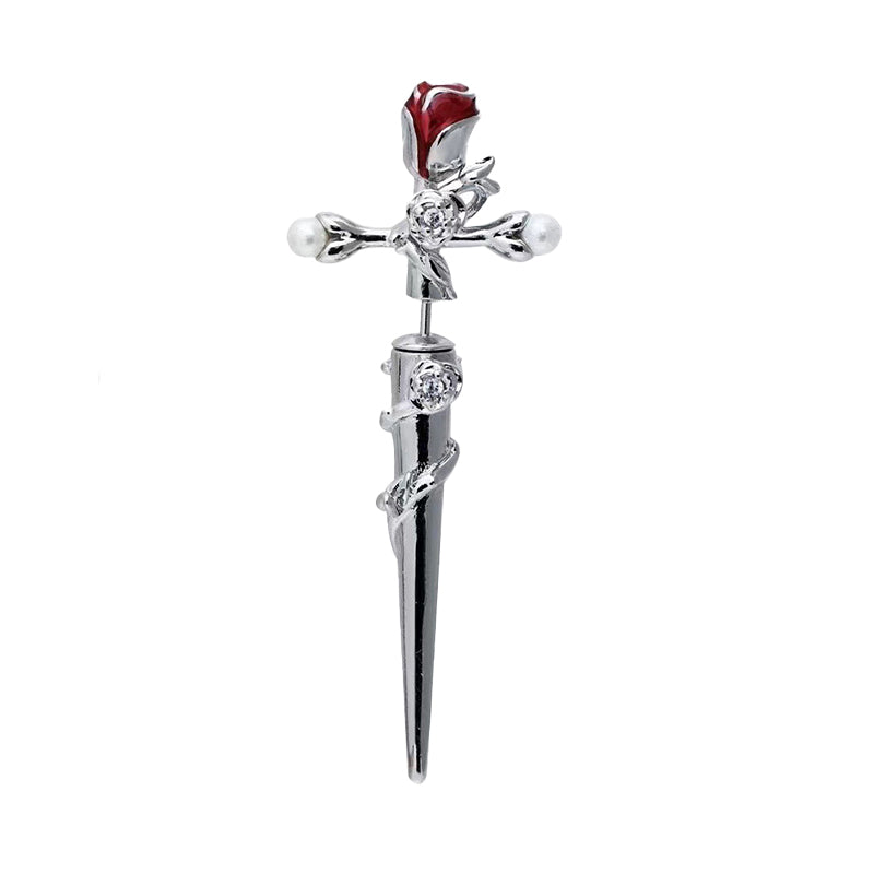 Pendientes de cobre bañados en plata y cruz rosa