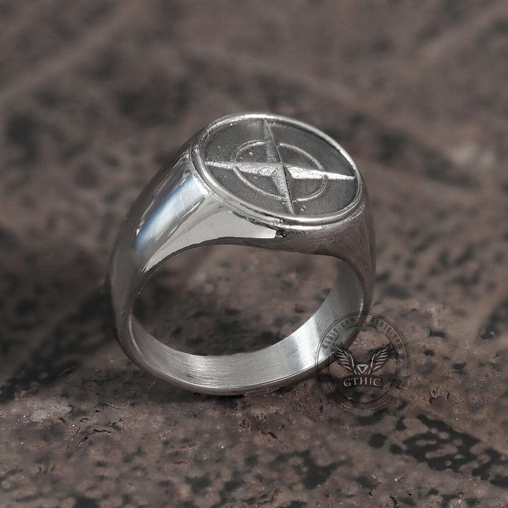 Cross Star Pattern Stainless Steel Ring