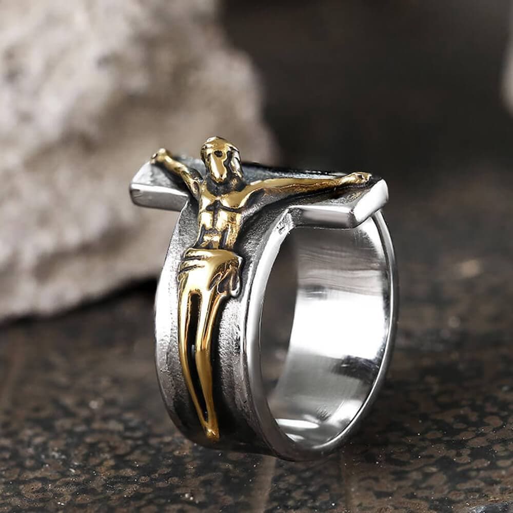 Crucifixion of Jesus Stainless Steel Cross Ring