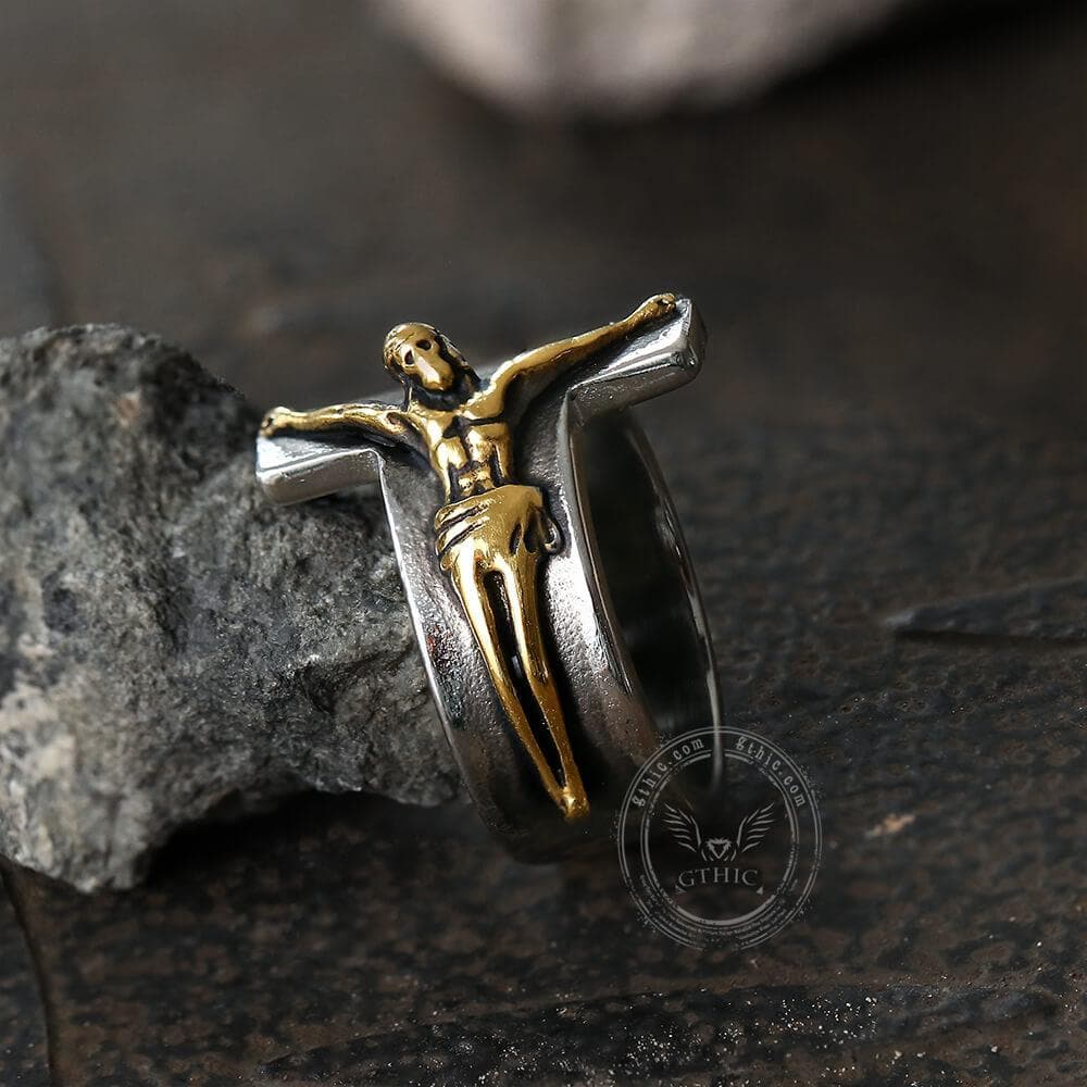 Crucifixion of Jesus Stainless Steel Cross Ring