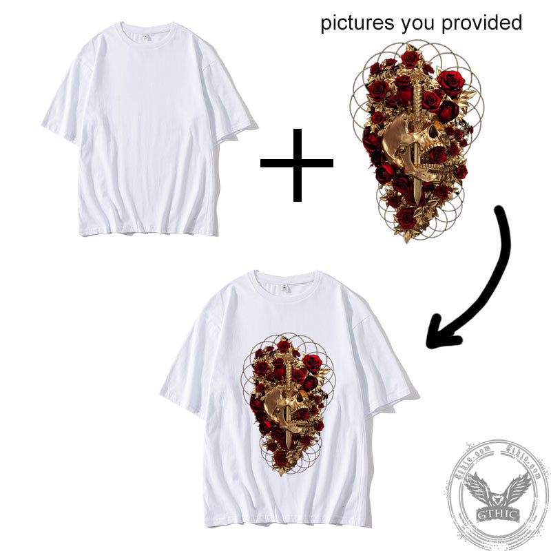 Camiseta de algodón con hombros caídos y estampado personalizado