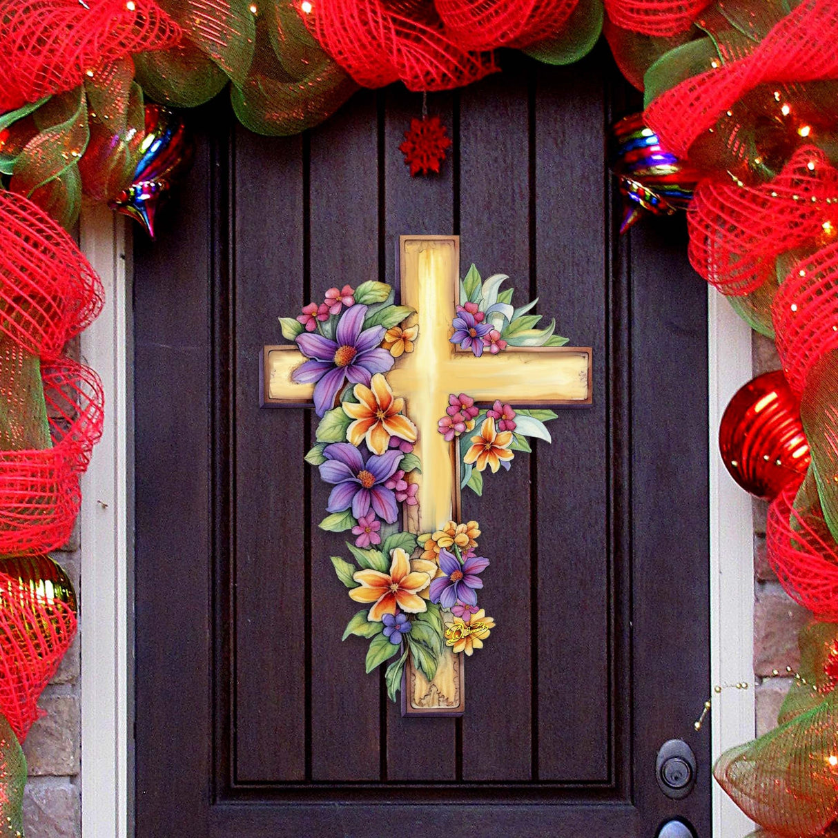 Garden Serenity Cross Holiday Door Decor by G. Debrekht - Easter Spring Decor - 8688168H