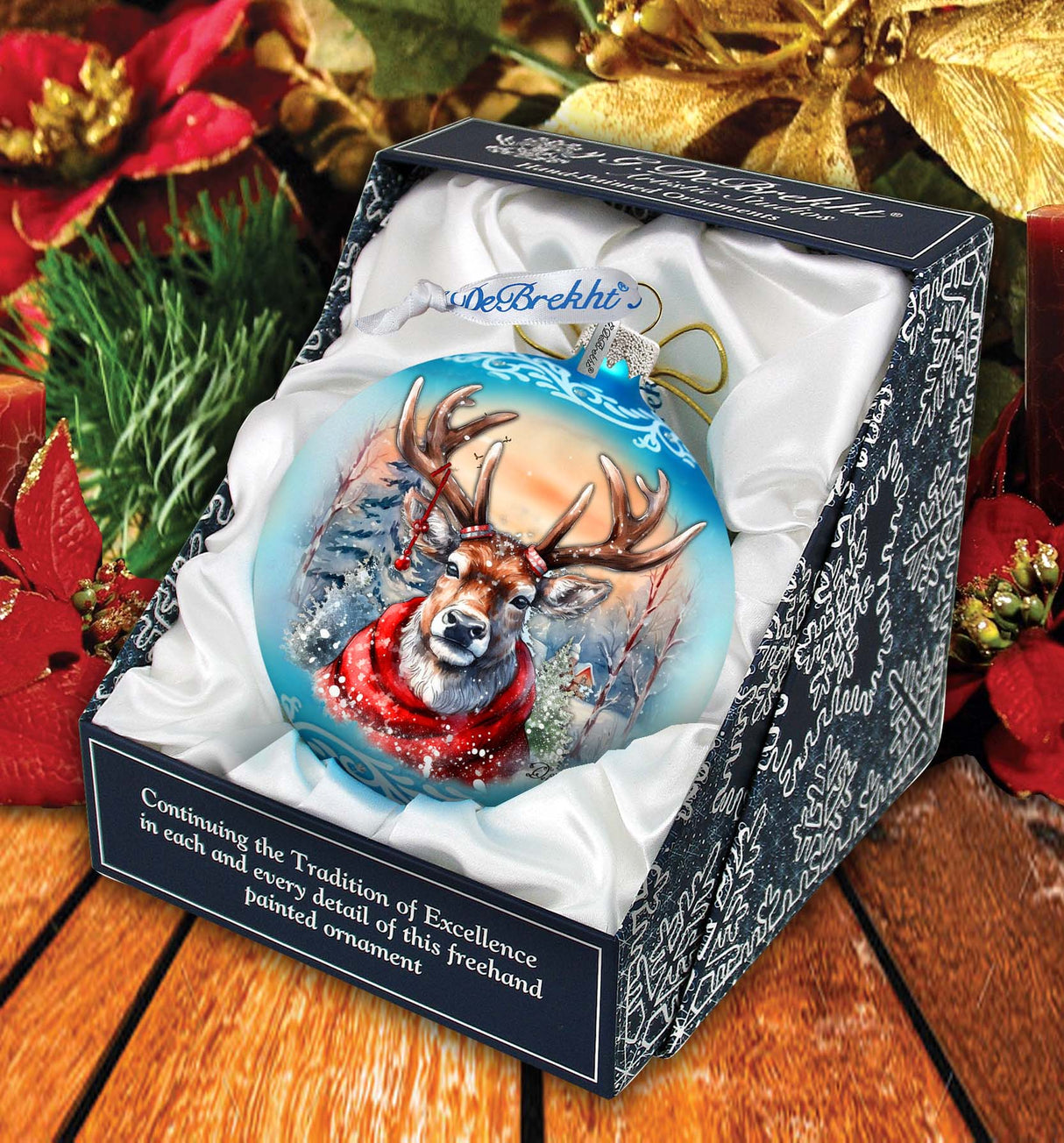 Christmas Mood Wreath Glass Ornament by G. Debrekht - Wildlife Holiday Decor - 759-048