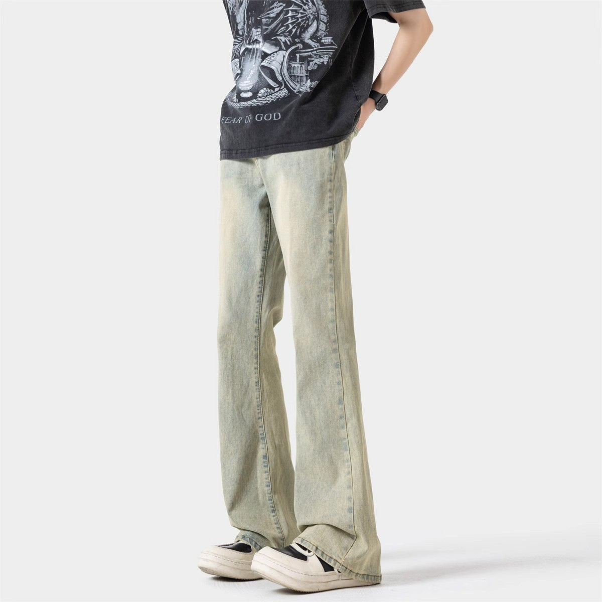 Black Casual Trousers Straight Micro-pull - Lootquake